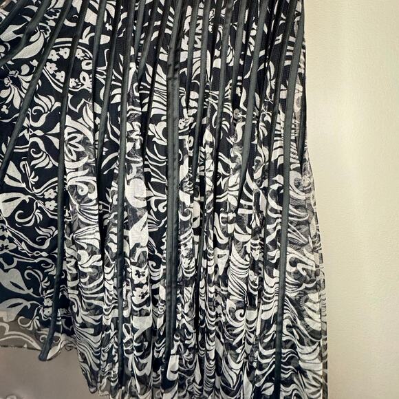 JS Collections Black and White Fit Flare Corset Midi Dress Stripe Prom Y2K Sz 8 - Picture 9 of 9